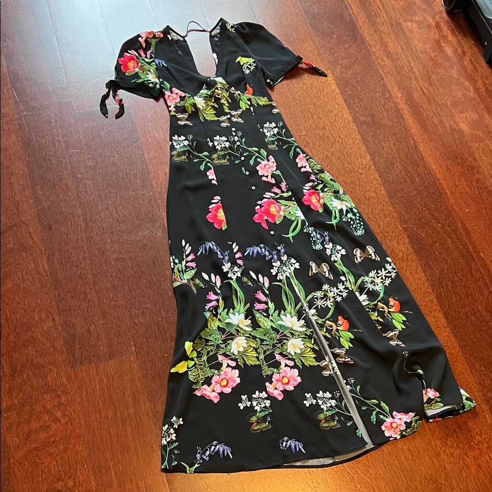 Express x Karli Kloss Elegant Floral Dress in Black